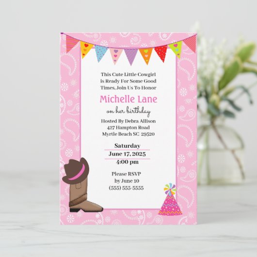 カウガール誕生日招待状 招待状 (スタンド正面)