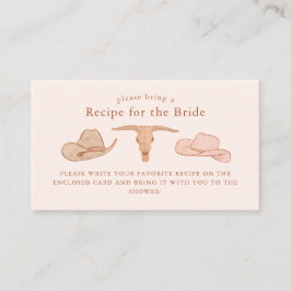 カウガール・ウェディングシャワーのレシピリクエストカード エンクロージャーカード