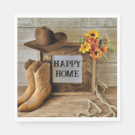 カウガール・カウボーイスタイルのハッピーな我が家 カウボーイブーツ付き スタンダードランチョンナプキン