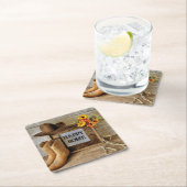 カウガール・カウボーイスタイルのハッピーな我が家 コウボーイ・ブーツ付き スクエアペーパーコースター (インサイチュ)