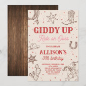 カウガール ギディアップ バースデーパーティー 招待状 (正面/裏面)