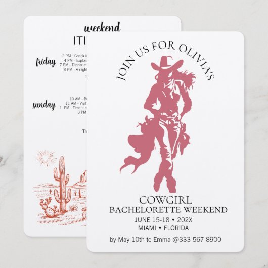 カウガール・クルー独身最後の祭り 招待状 (正面/裏面)