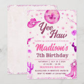 カウガール ディスコパーティー 編集可能な招待状 招待状 (正面/裏面)