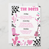 カウガール ディスコ ブライズメイド ウィークエンド 予定表 招待状 (裏面)