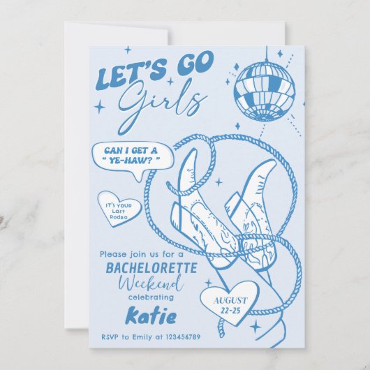 カウガール ディスコ ロデオ ブライズゲート ウィークエンド 招待状 (正面)