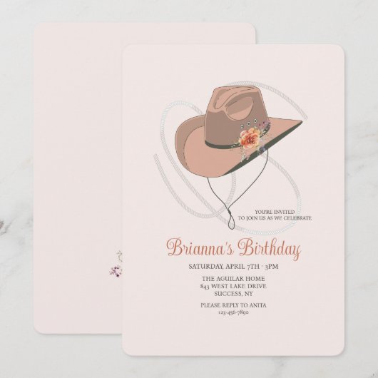 カウガール ハット 招待状 (正面/裏面)