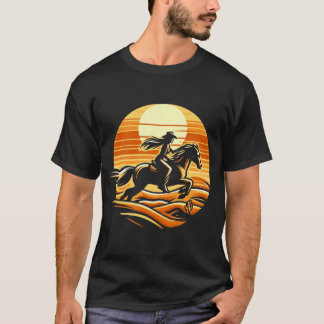 カウガール・バイブス・レトロ・サンセット・ライダー Tシャツ
