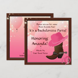 カウガール・バチェロレッテパーティー・カスタム招待状 招待状
