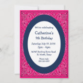 カウガール・バッキング・ホース ウェスタンパーティー 招待状 (裏面)