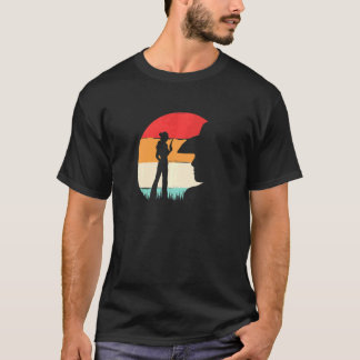 カウガール ビンテージ サンセット 女性 少女向け Tシャツ