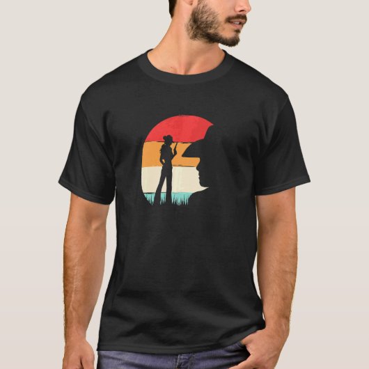 カウガール ビンテージ サンセット 女性 少女向け Tシャツ (正面)