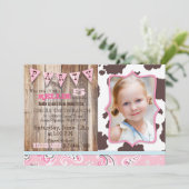 カウガール ピンク バンダナ ウエスタン テーマ 誕生日 招待状 (スタンド正面)