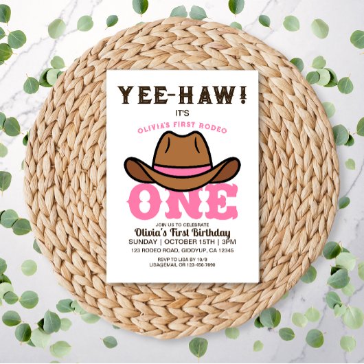 カウガール ピンク ファースト ロデオ ファースト バースデー 招待状