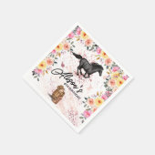 カウガール ピンク フラワーホース バースデーガール スタンダードカクテルナプキン (角)