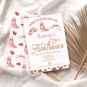 カウガール ピンク ブーツ ファースト ロデオ 1歳 誕生日 招待状