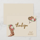 カウガール フラワーブライダルシャワー招待状 サンキューカード (正面/裏面)