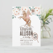 カウガール フラワー ロデオ ウェスタン ポニー ライド バースデー 招待状 (スタンド正面)