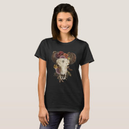 カウガール フローラル バイソン 動物 有角 ドクロ Tシャツ