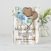 カウガール ブルー フラワール ブライズシャワー 招待状 (スタンド正面)