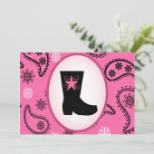 カウガール ブーツ 誕生日招待状 招待状 (スタンド正面)