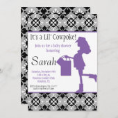 カウガール ベイビーシャワーの招待状（パープル） 招待状 (正面/裏面)