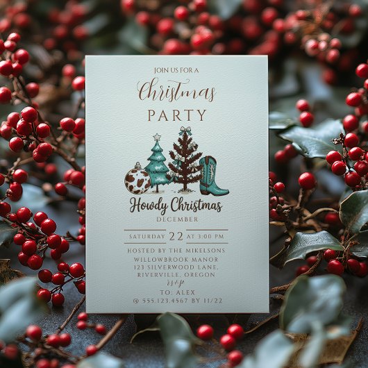 カウガール ラスティック ハウディ クリスマス 招待状