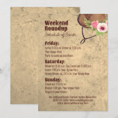 カウガール ラスティック フラワーデスティネーション パーティー 行程 招待状 (正面/裏面)