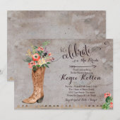 カウガール ラスティック ブライダルシャワー 招待状 (正面/裏面)