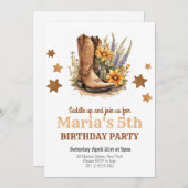 カウガール・ロデオ・ウェスタン誕生日 招待状 (正面/裏面)