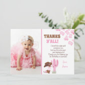 カウガール ロデオ ウェスタン 1歳の誕生日 お礼カード 招待状 (スタンド正面)