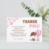 カウガール ロデオ ウェスタン 1歳の誕生日 お礼カード 招待状 (スタンド正面)