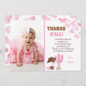 カウガール ロデオ ウェスタン 1歳 誕生日 ありがとうカード 招待状 (正面/裏面)