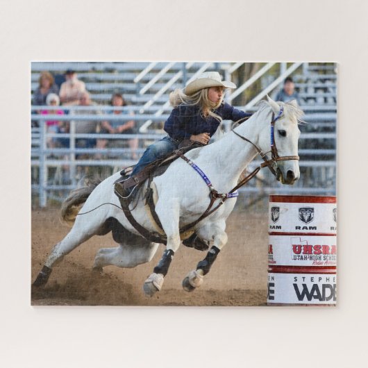 カウガール ロデオ 馬 バレル ウエスタン スポーツ ジグソーパズル (横)