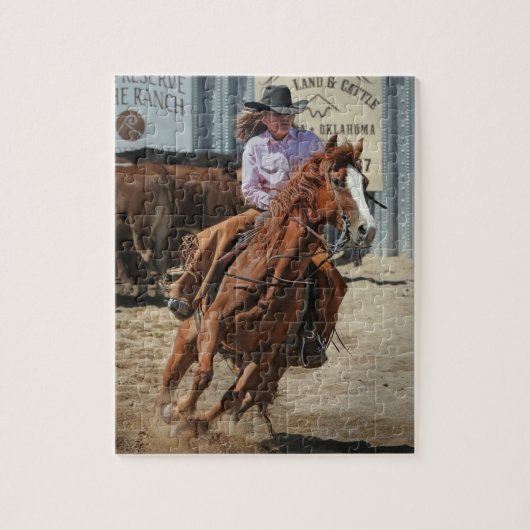 カウガール ロデオ 馬 騎馬 西部 乗馬 スポーツ ジグソーパズル (縦)