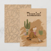 カウガール ワイルドウェスト デザート アニマル グラフィック サンキューカード (正面/裏面)