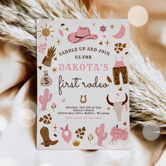 カウガール ワイルド ウェスト ロデオ ランチ バースデー パーティー 招待状