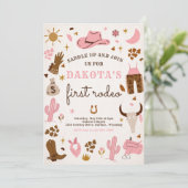 カウガール ワイルド ウェスト ロデオ ランチ バースデー パーティー 招待状 (スタンド正面)