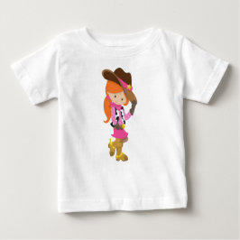 カウガール、保安官、西部劇、カントリー、オレンジ色の髪 ベビーTシャツ