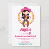 カウガール - 黒髪 カウガールの誕生日パーティー 招待状 (正面)