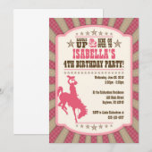 カウガール 4歳の誕生日パーティー 女の子の招待状 招待状 (正面/裏面)