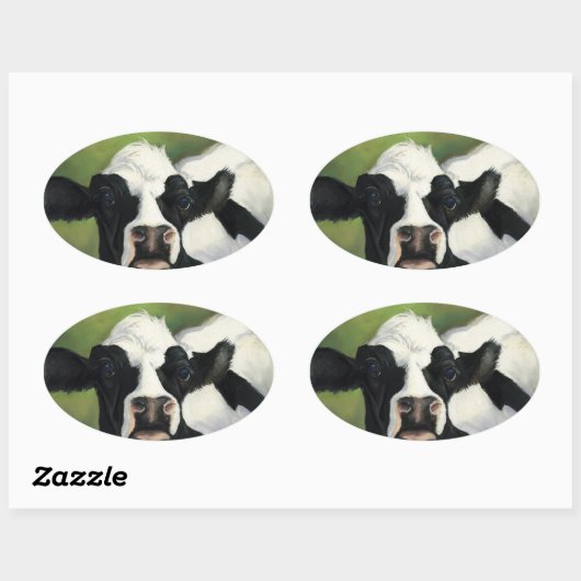 カウクローズアップアートステッカー 楕円形シール (シート)