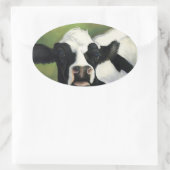 カウクローズアップアートステッカー 楕円形シール (バッグ)