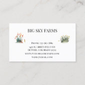 カウグラス食べ物を与え農業ファームウォーター色 名刺 (裏面)