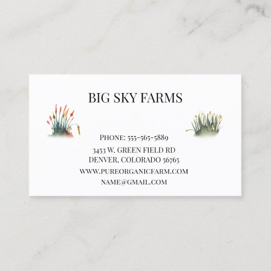 カウグラス食べ物を与え農業ファームウォーター色 名刺 (裏面)