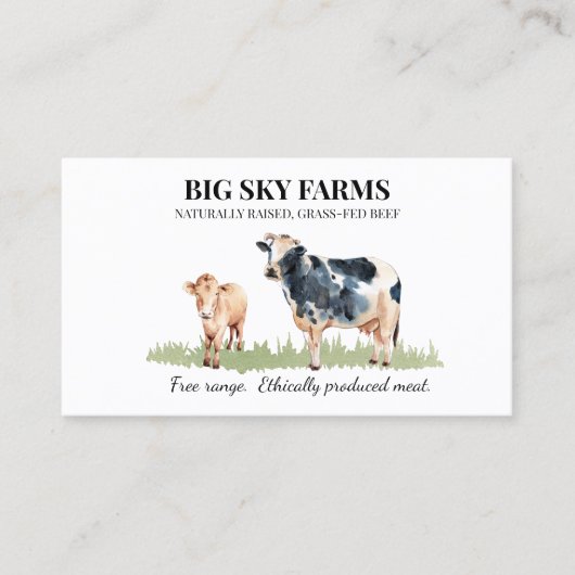 カウグラス食べ物を与え農業ファームウォーター色 名刺 (正面)