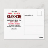 カウグリリングエビのバーベキュー招待状 ポストカード (裏面)