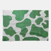 カウグリーンとホワイトプリント キッチンタオル (横)