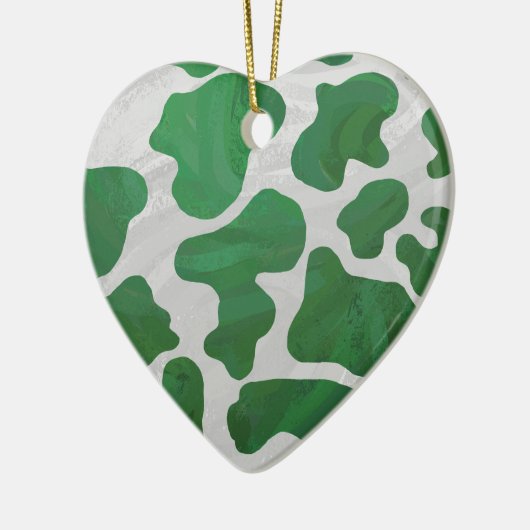 カウグリーンとホワイトプリント セラミックオーナメント (左)