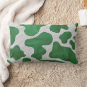 カウグリーンとホワイトプリント ランバークッション (ブランケット)