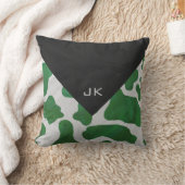 カウグリーンとホワイトモノグラム クッション (ブランケット)